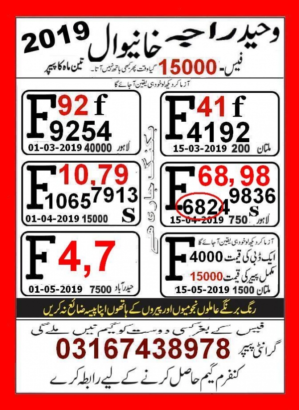 Guess Papers All Prizebond