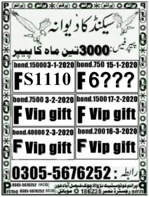Guess Papers All Prizebond