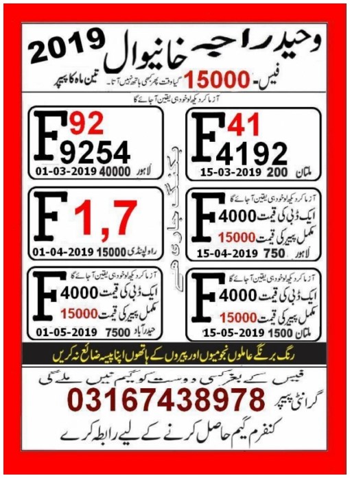 Guess Papers All Prizebond
