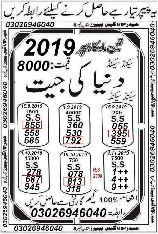Guess Papers All Prizebond
